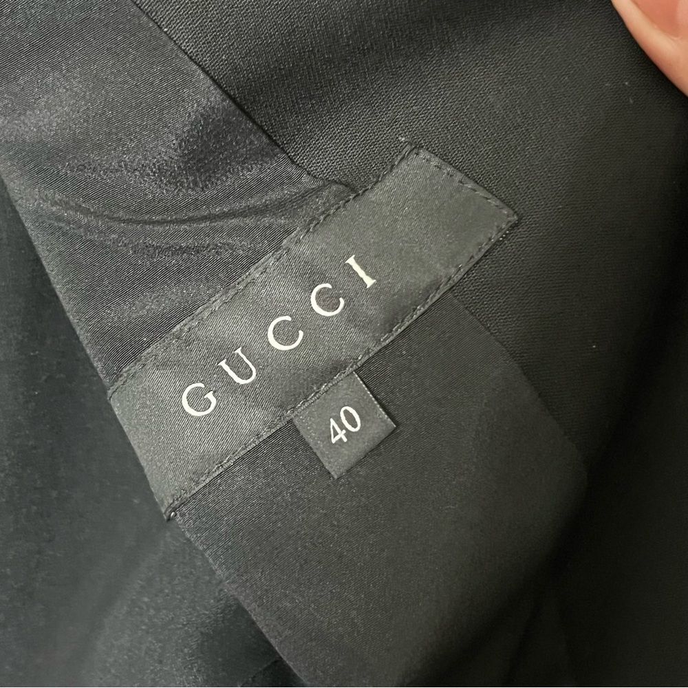 Gucci Tailored Blazer Womens 10 Black Shawl Collar Workwear Designer Classic Fit - Picture 11 of 13